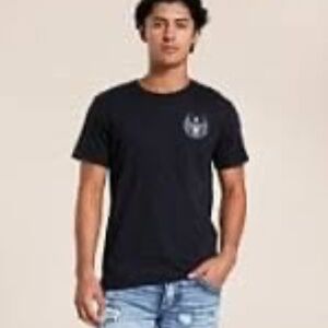 All Saints Men’s Black Graphic Tee Daisy Skull Yin Yang T-Shirt Size Medium